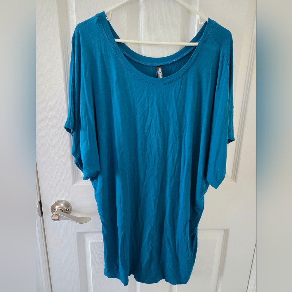 Lock & Love Teal Blue Women's Plus Size XXL Top Shirt Dolman Boatneck NWOT